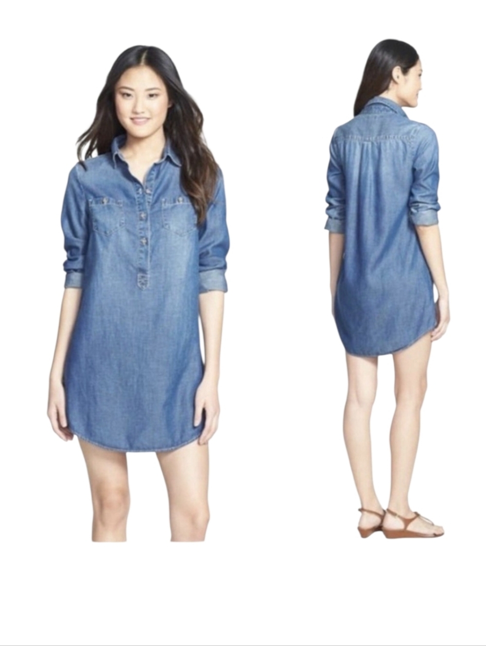 Lucky Brand Dark Wash Denim Shirt Dress - Blue Small